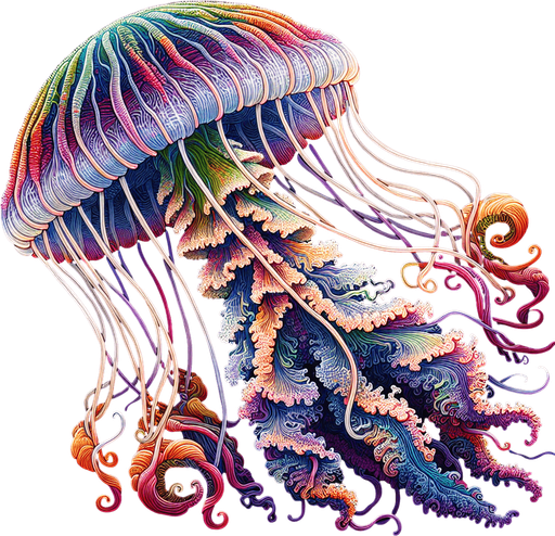 Jellyfish.
Single Game Texture.  In-Game asset.  2d.  Blank background.  High contrast.  No shadows
