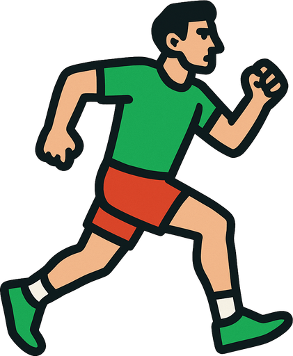 runner with a green shirt.
In-Game asset.  2d.  High contrast.  No shadows