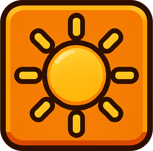 Sun button.
In-Game asset.  2d.  High contrast.  No shadows