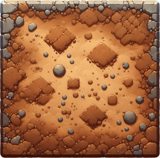 seamless square dirt texture
Single Game Texture. In-Game asset. 2d. Blank background. High contrast. No shadows.