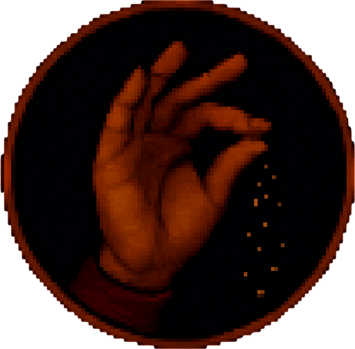 A hand with its fingers symbolizing salt