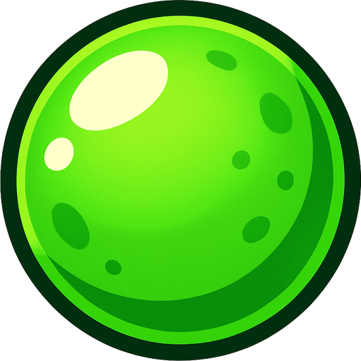 yuvarlak yeşil top.
In-Game asset.  2d.  High contrast.  No shadows