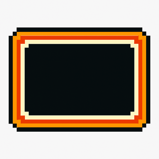 a popup frame, retro pixel style, rectangular.
In-Game asset.  2d.  High contrast.  No shadows