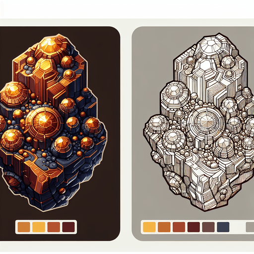 Space rock with encrusted gold.
Single Game Texture. In-Game asset. 2d. Blank background. High contrast. No shadows.