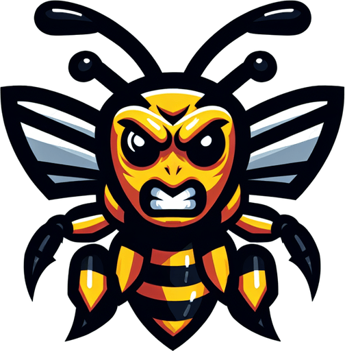 simple 2d anime angry yellow jacket hornet.
Single Game Texture.  In-Game asset.  2d.  Blank background.  High contrast.  No shadows