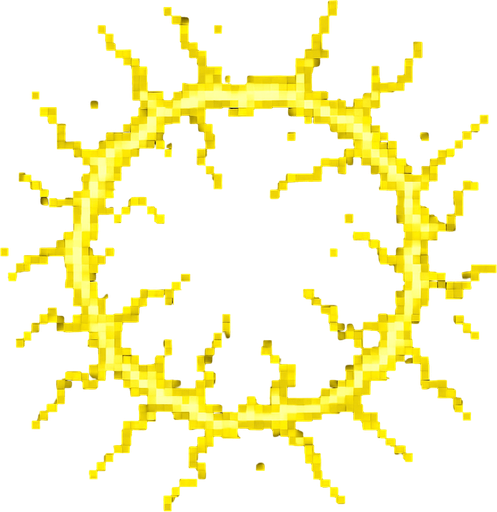 crackling circular energy field, pixel art, top down, filled with yellow electricity.
In-Game asset.  2d.  High contrast.  No shadows