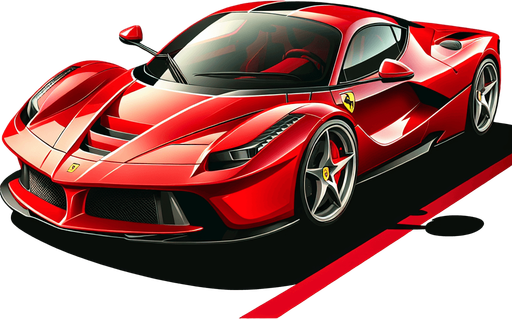 Ferrari car.
Single Game Texture. In-Game asset. 2d. Blank background. High contrast. No shadows.