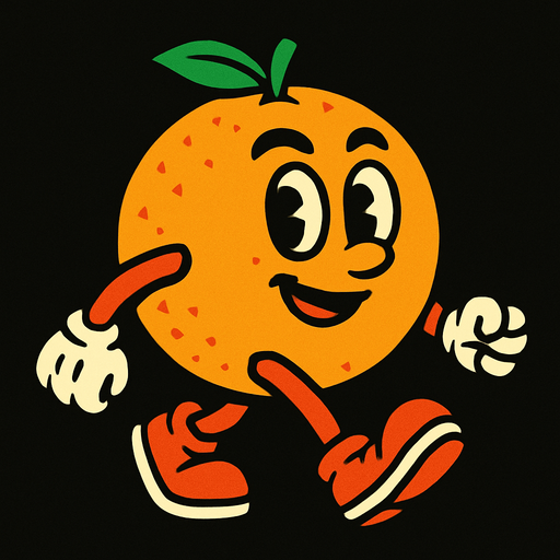 yürüyen insan portakal.
In-Game asset.  2d.  High contrast.  No shadows