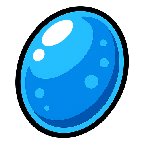 oval blue sea buble comic 2d image style.
In-Game asset.  2d.  High contrast.  No shadows