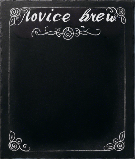 Text "NOVICE BREW" in chalk, handwritten