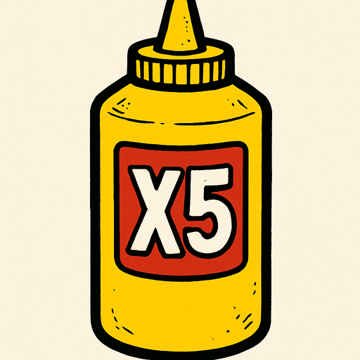 Mustard Bottle, label is x5.
In-Game asset.  2d.  High contrast.  No shadows