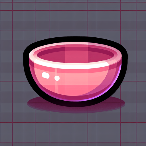 a pink kithen bowl. Single Game Texture. In-Game asset. 2d. Blank background. High contrast. No shadows.