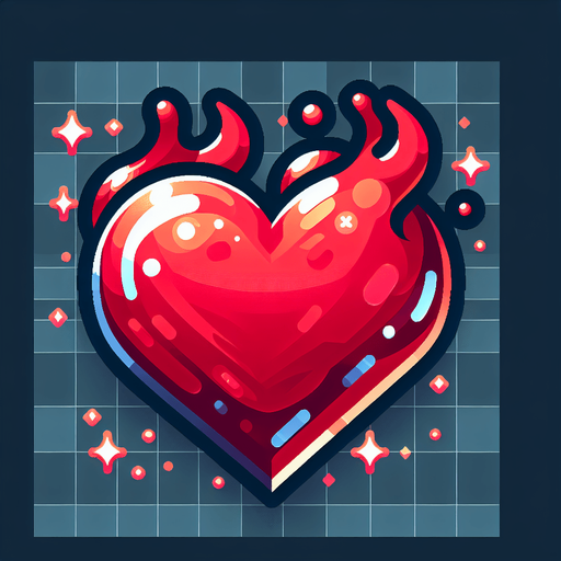 red colored heart for representing player health in the game..
Single Game Texture.  In-Game asset.  2d.  Blank background.  High contrast.  No shadows