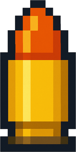 Bullet 2d top down pixilated.
In-Game asset.  2d.  High contrast.  No shadows