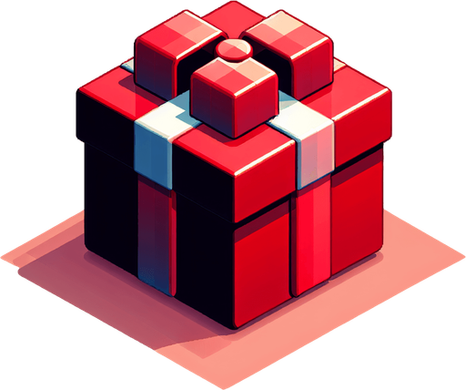 A big red christmas gift, isometric view Single Game Texture. In-Game asset. 2d. Blank background. High contrast. No shadows.