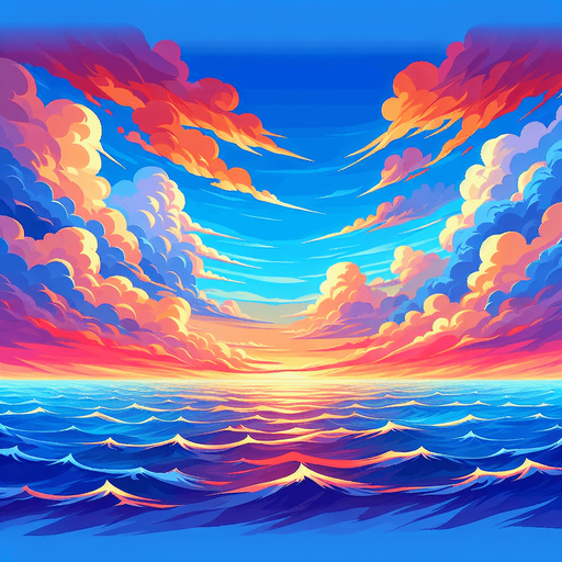 sea and sky
Single Game Texture.  In-Game asset.  2d.  Blank background.  High contrast.  No shadows