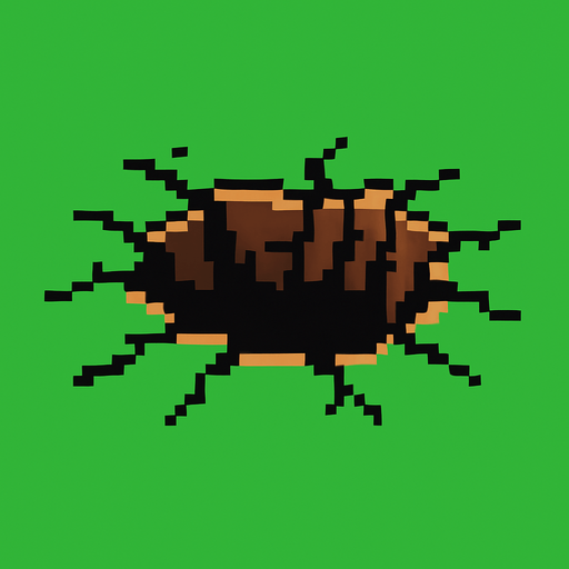 Make a 8 bit broken pit.
In-Game asset.  2d.  High contrast.  No shadows