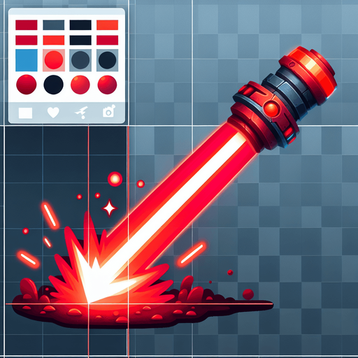 red cartoon laser.
Single Game Texture. In-Game asset. 2d. Blank background. High contrast. No shadows.