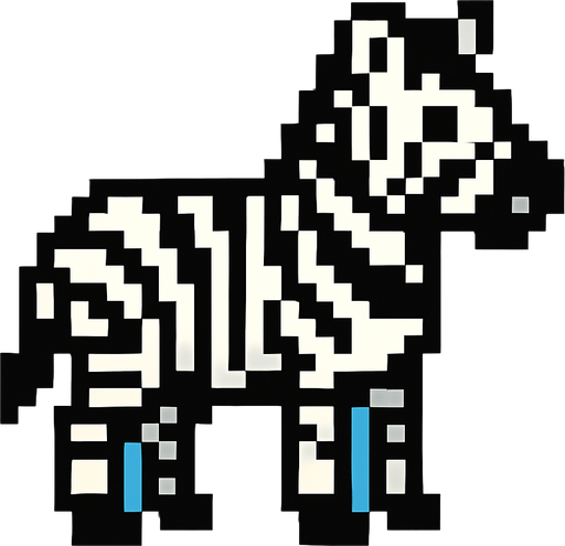 Zebra 8bit.
In-Game asset.  2d.  High contrast.  No shadows