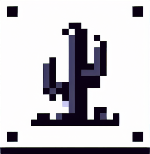 2D Black Pixel Art Cactus.
Single Game Texture. In-Game asset. 2d. Blank background. High contrast. No shadows.