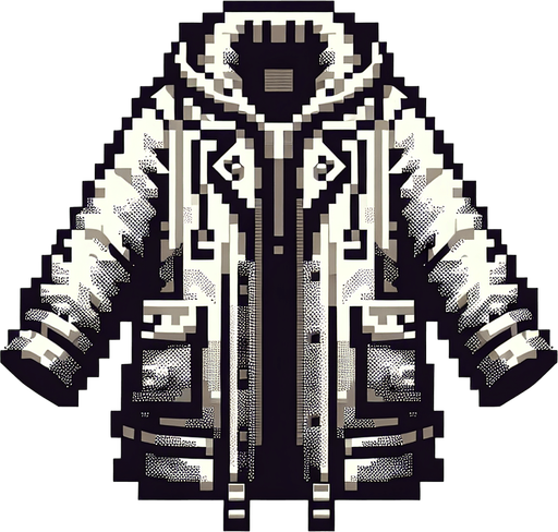 big coat.
Single Game Texture.  In-Game asset.  2d.  Blank background.  High contrast.  No shadows