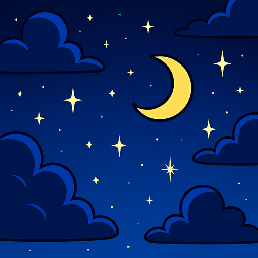 fond d'écran CIEL nocturne.
In-Game asset.  2d.  High contrast.  No shadows