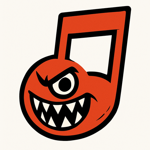 müzik notası olsun gözü ve keskin dişleri olsun.
In-Game asset.  2d.  High contrast.  No shadows