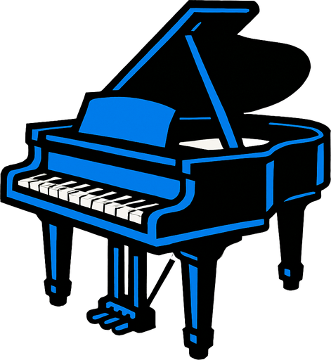 Grand piano.
In-Game asset.  2d.  High contrast.  No shadows