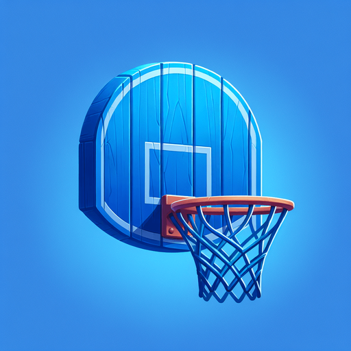Blue Basketball Hoop.
Single Game Texture. In-Game asset. 2d. Blank background. High contrast. No shadows.