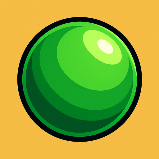 Yeşil 3d top.
In-Game asset.  2d.  High contrast.  No shadows