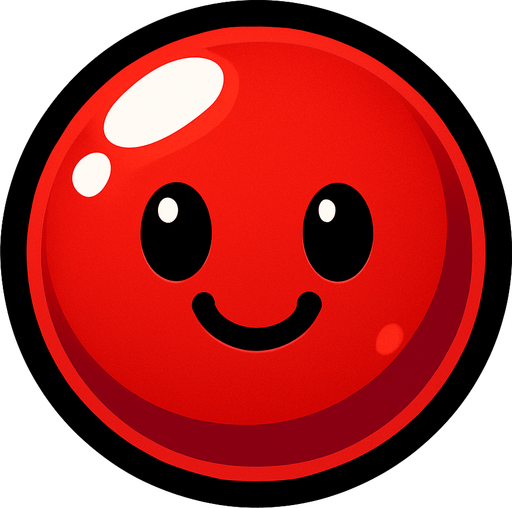 Mutlu, kırmızı renkli bir bubble.
In-Game asset.  2d.  High contrast.  No shadows