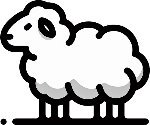 sheep.
Single Game Texture.  In-Game asset.  2d.  Blank background.  High contrast.  No shadows