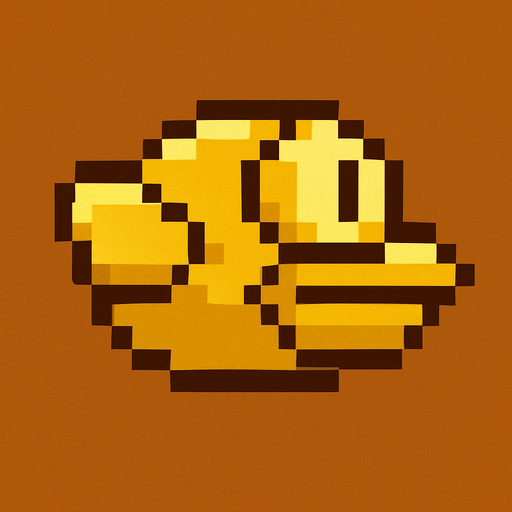 flappy bird gold icon. pixel art style.
In-Game asset.  2d.  High contrast.  No shadows