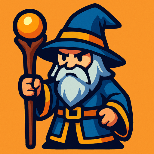 Wizard.
In-Game asset.  2d.  High contrast.  No shadows