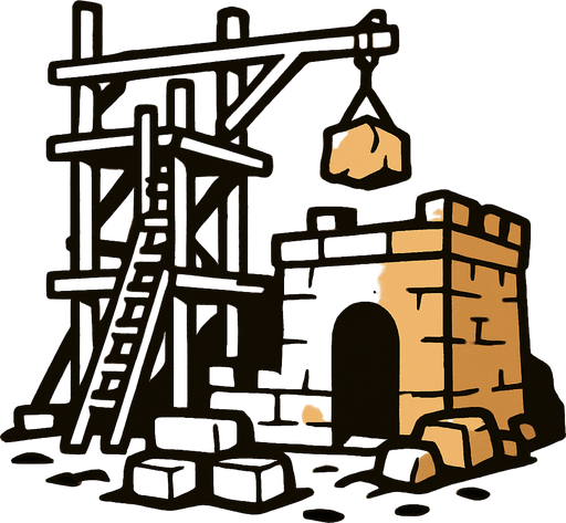 İnşaat eski çağ.
In-Game asset.  2d.  High contrast.  No shadows