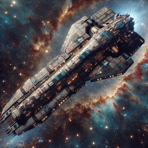 top down battle ship alien on space.
Single Game Texture.  space full of stars background