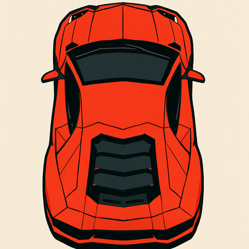 lamborghini üstten çekilmiş.
In-Game asset.  2d.  High contrast.  No shadows