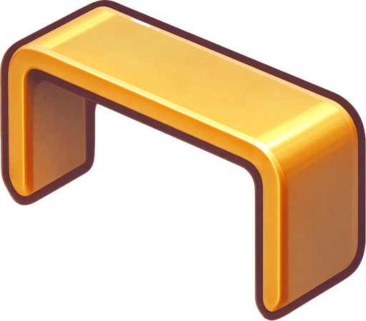 A staple projectile from a staple gun. Cute soft graphics. soft ambient light. semi-matte to satin surfaces. naturalistic with slight saturation boost colors. 
In-Game asset.  2d.  High contrast.  No shadows