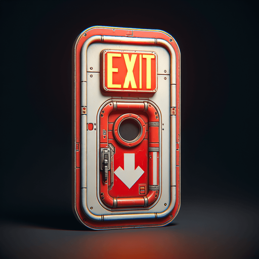 create an escape hatch with a red exit sign on it.
Single Game Texture. In-Game asset. 2d. Blank background. High contrast. No shadows.