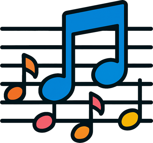 2D muzik notasi.
In-Game asset.  2d.  High contrast.  No shadows