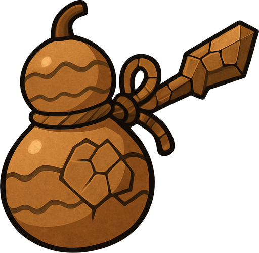 Arma de Cabaça tipo terra com o estilo de arte pokémon e Digimon..
In-Game asset.  2d.  High contrast.  No shadows
