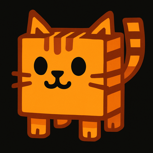 Square cat.
In-Game asset.  2d.  High contrast.  No shadows