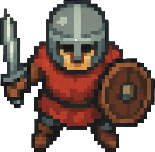 middle ages europian enemy birdview pixel art.
In-Game asset.  2d.  High contrast.  No shadows