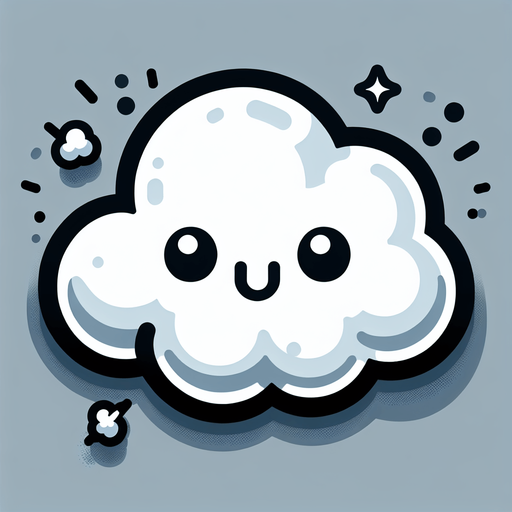 White particle cloud. Cartoon. Bright outline. Single Game Texture. In-Game asset. 2d. Blank background. High contrast. No shadows.