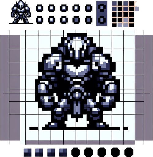 Enemy pixel_2 more strong..
Single Game Texture. In-Game asset. 2d. Blank background. High contrast. No shadows.