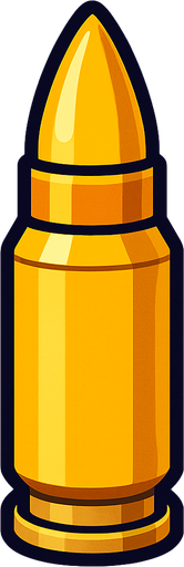 Bullet of rifle. yellow. HD colors.
In-Game asset.  2d.  High contrast.  No shadows