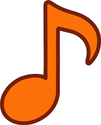 turuncu renkte 2d mi notasini yarat.
In-Game asset.  2d.  High contrast. no shadows