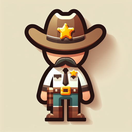 kuş bakışı 2d şerif animasyon.
Single Game Texture.  In-Game asset.  2d.  Blank background.  High contrast.  No shadows