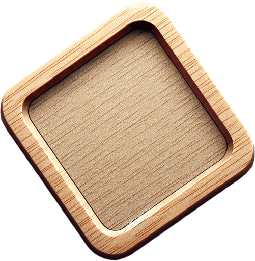 flat sqare button with blank space for the text , made of wood, with a very thin stone slightly rounded trim. --ar 3:1