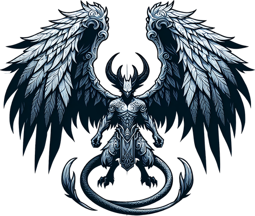 Winged daemon side view Single Game Texture. In-Game asset. 2d. Blank background. High contrast. No shadows.